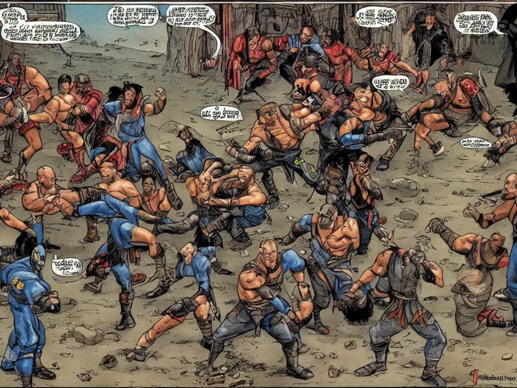 Prompt: Mortal Kombat as Far Side comic