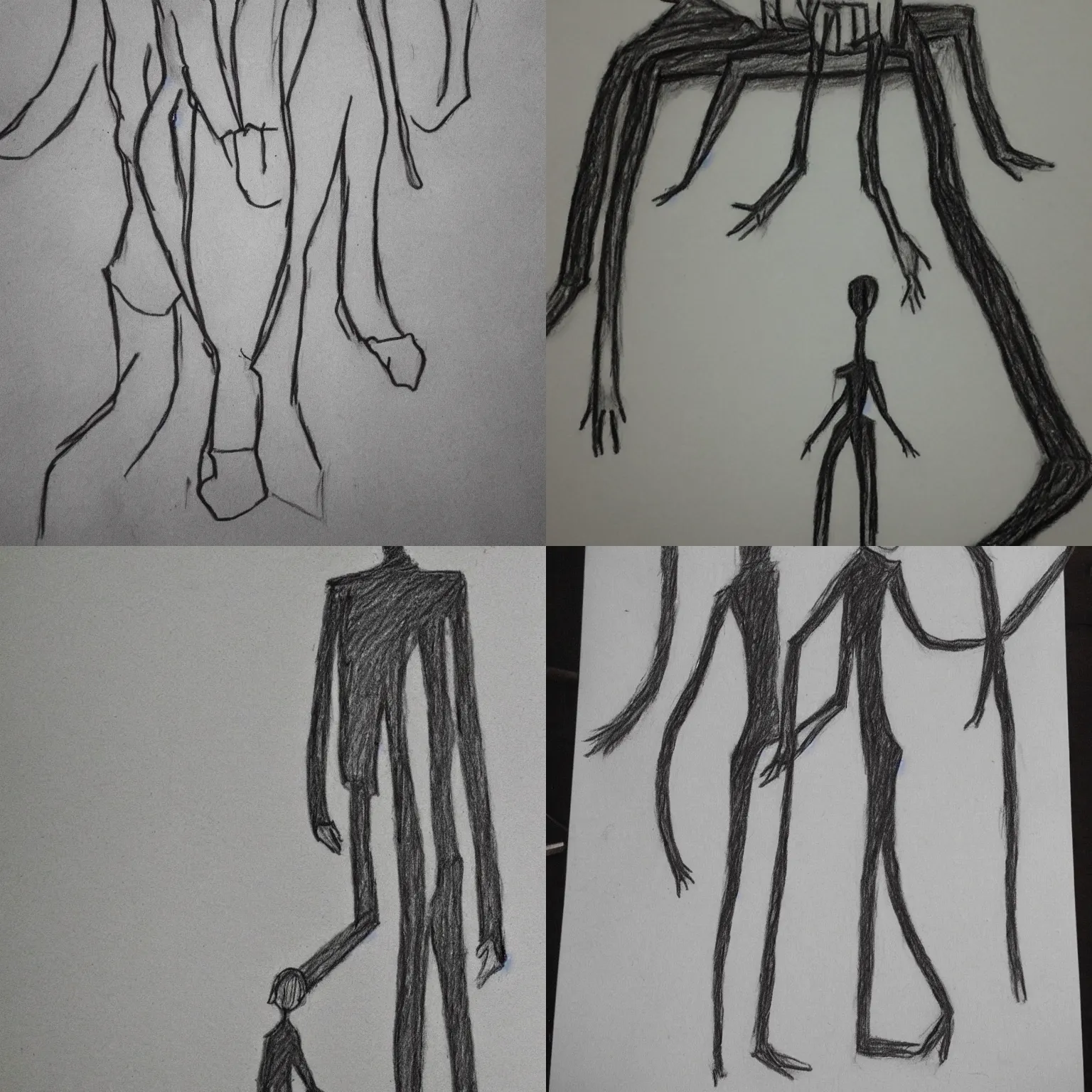 Prompt: child drawing from slenderman made with crayon