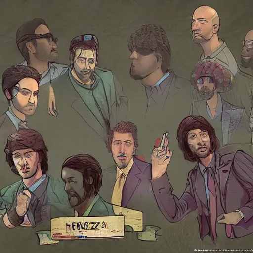 Image similar to keanu reevez in the art style of disco elysium