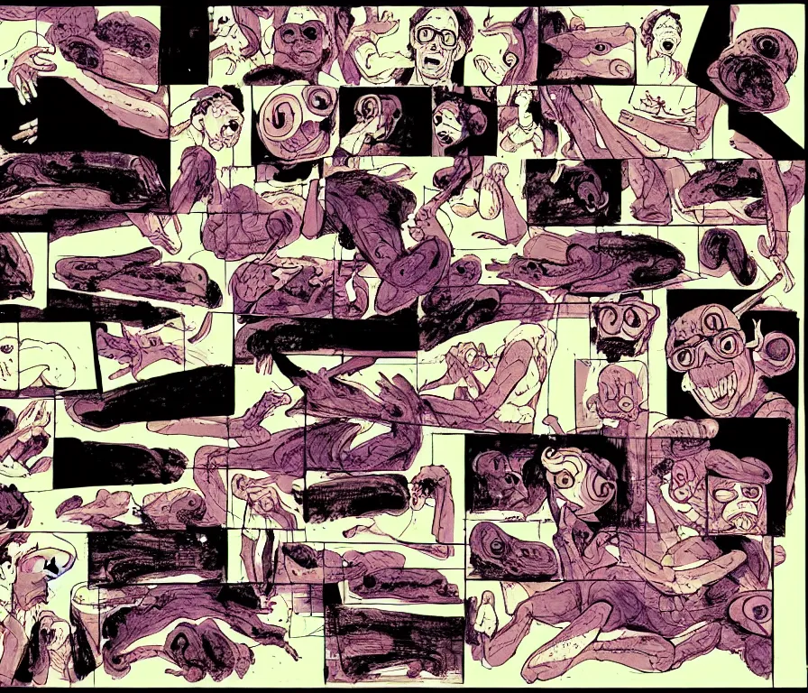 Image similar to character study of todd solondz tripping on mushrooms | vivid colors : storyboard, concept design, realistic. by gabriel hardman, joe alves, j. todd anderson, chris bonura. cinematic atmosphere, detailed and intricate, perfect anatomy