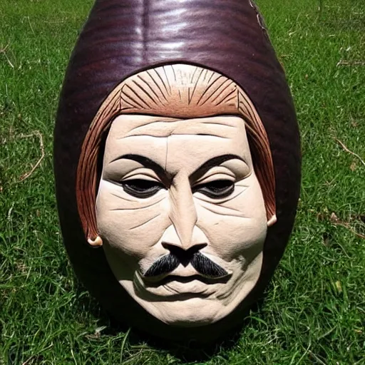 Image similar to gourd carved to look like the face of johnny depp