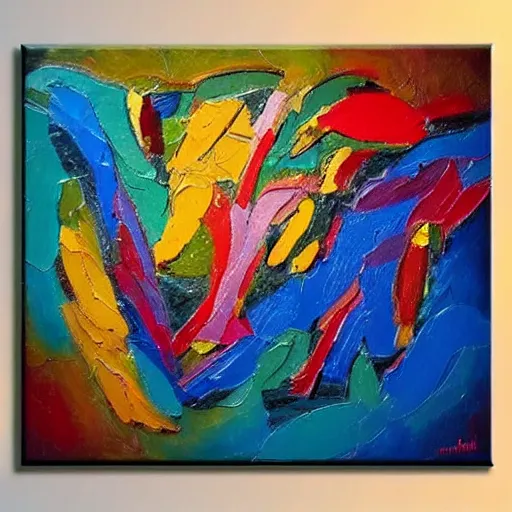 Prompt: a beautiful abstract colorful organic painting, heavy impasto, gestural, impasto