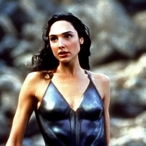 Prompt: gal gadot as a female stanley goodspeed in the movie The Rock (1996), movie still, cinematic,