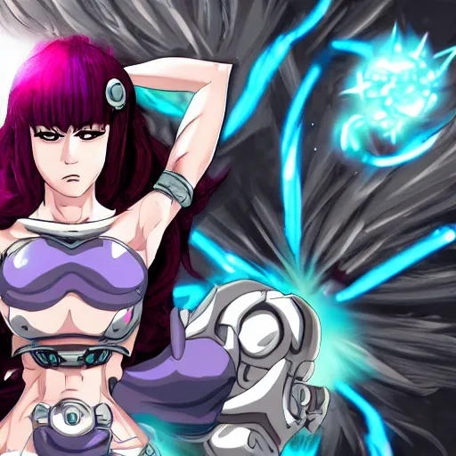 Image similar to cyborg goddess of destruction angry anime