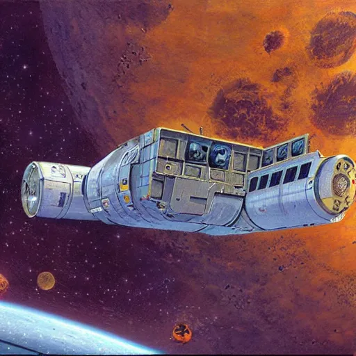 Prompt: abandoned space station, peter elson, tony roberts