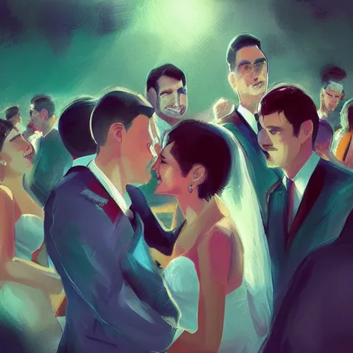 Prompt: A Punchup at a Wedding, Digital Art, Trending on Artstation