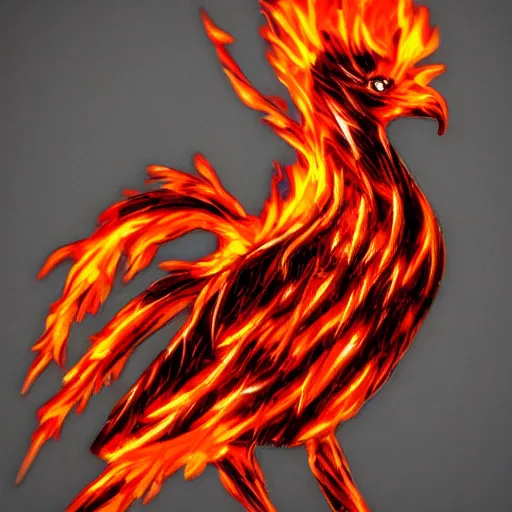 Prompt: a bird made out of flames, highly detailed, trending on artstation