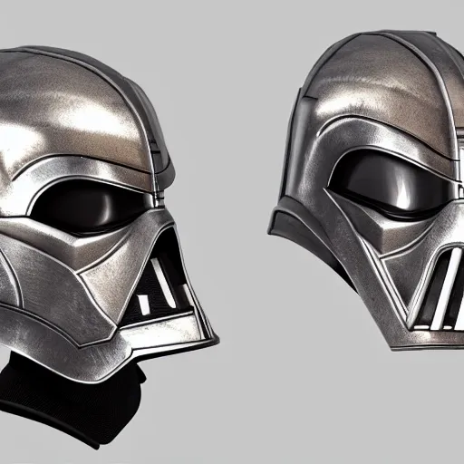 Image similar to realistic templar knight helm design inspired by darth vader, epic scale, character concept art, face symmetry, intricate accurate details, artstation trending, octane render, cinematic color grading, soft light, rule of thirds, golden ratio, like a professional model, cinematic, 8 k, clear.