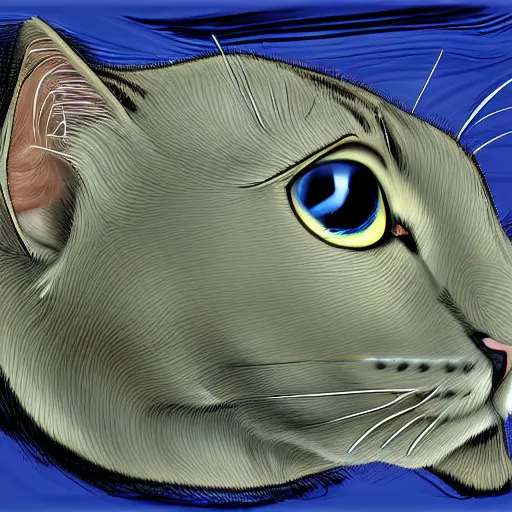 Prompt: a cat submarine chimera, digital art