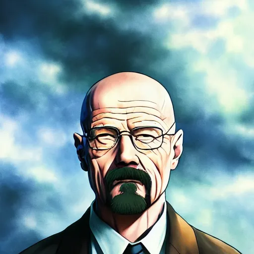 Image similar to portrait of walter white, anime fantasy illustration by tomoyuki yamasaki, kyoto studio, madhouse, ufotable, comixwave films, trending on artstation