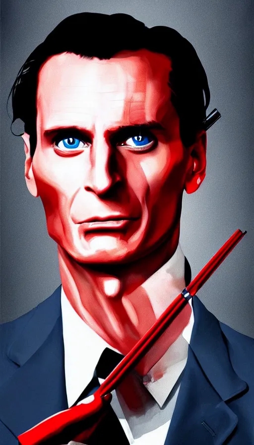 Prompt: patrick bateman, american psycho, 8 k, poster, painting by emanuele dascanio and robin eley