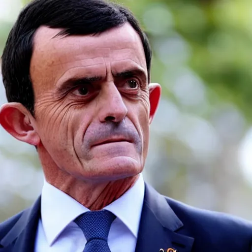 Prompt: Manuel Valls wearing a banana costume