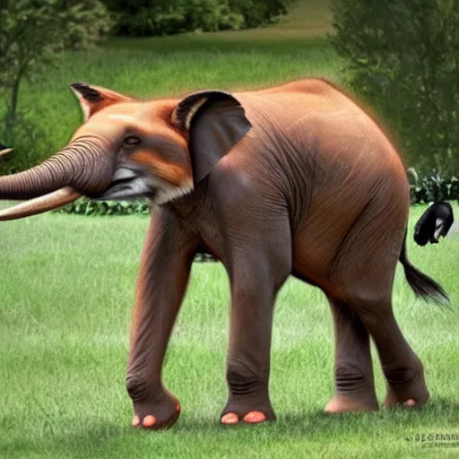 Prompt: half elephant half fox