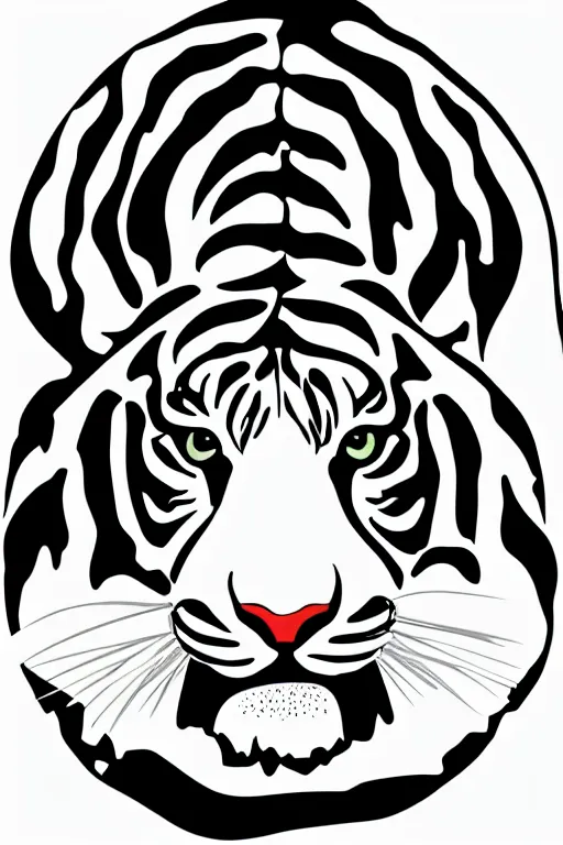 Image similar to A portrait of a tiger, sticker, highly detailed, red and black, illustration, smooth and clean vector curves, no jagged lines, vector art, smooth