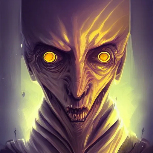 Image similar to Angry dark-side-corrupted yellow-eyed Sith Lord by Cyril Rolando, photorealistic, lifelike, hyperdetailed, 8k