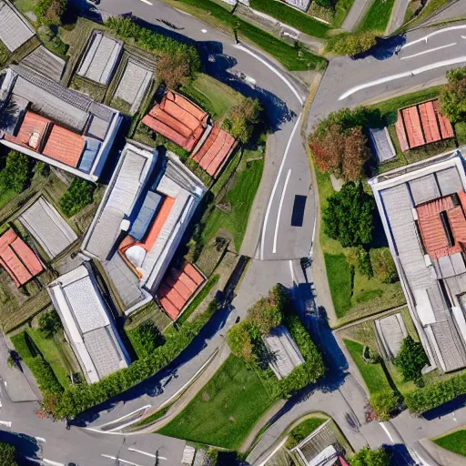 Prompt: top down view on two Hauses in a City suburb