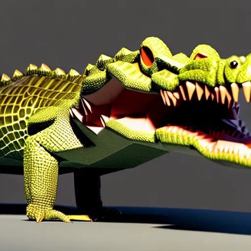 Prompt: crocodile lowpoly, unreal engine 5, octane render, 8k