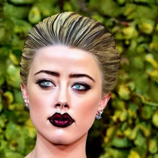 Image similar to a [ gourd ] carved shaped to look like ( amber heard ) face hybrid intercross