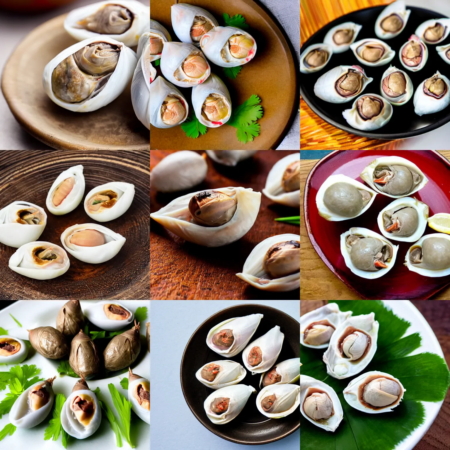 Prompt: a tasty dish of balut