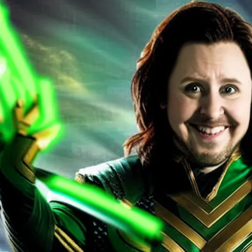 Image similar to Jon Tron as loki in the avengers, hyperrealistic