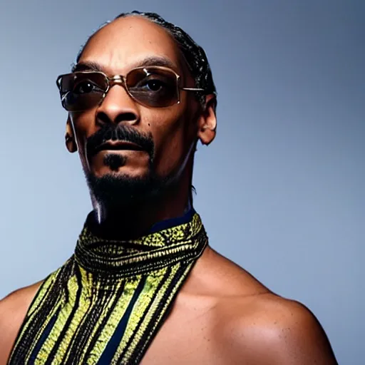 Prompt: a cinematic film still of Snoop starring in Black Panther