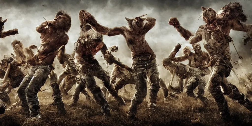 Prompt: epic battle scene kittens versus zombies, post apocalyptic, animals last stand, post human, Epic Background, highly detailed, sharp focus, 8k, 35mm, cinematic lighting