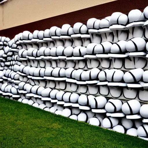 Image similar to wall of baseballs shaped like a tidal wave