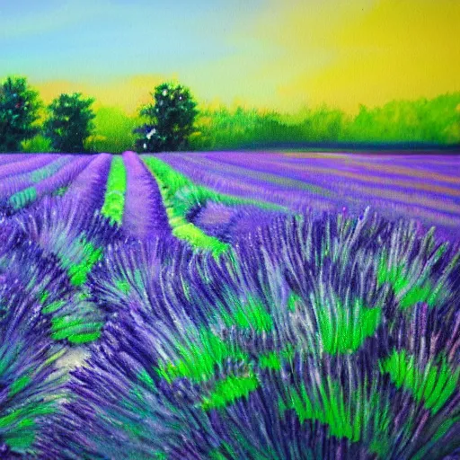 Image similar to painting of lavender field, highly detailed, beautiful lighting