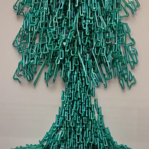 Prompt: a tree made of paperclips