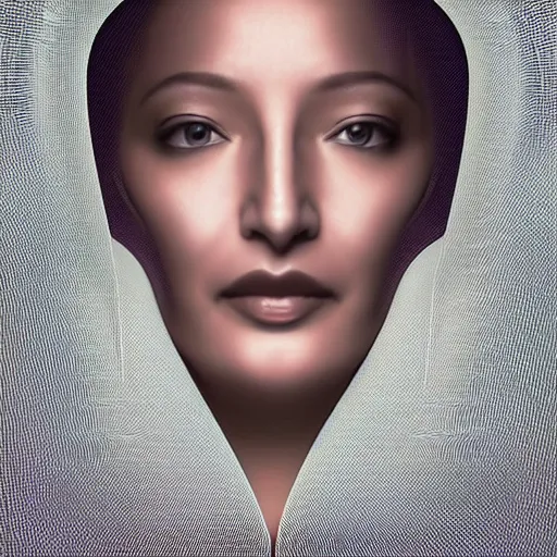 Image similar to woman face as zaha hadid architecture photo realistic symmetrical