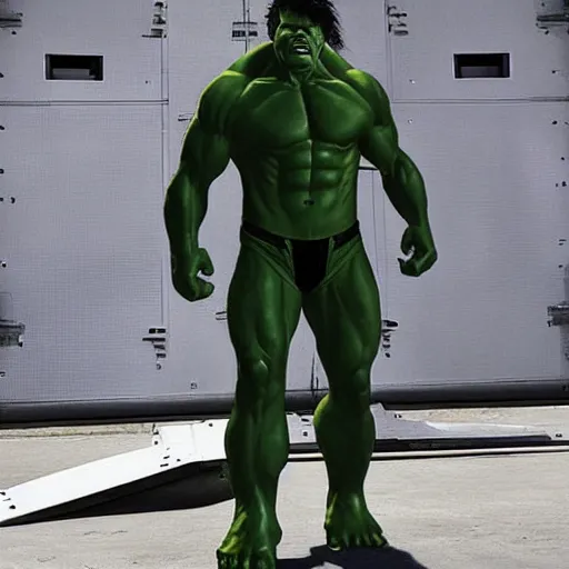 Image similar to elon musk as the incredible hulk