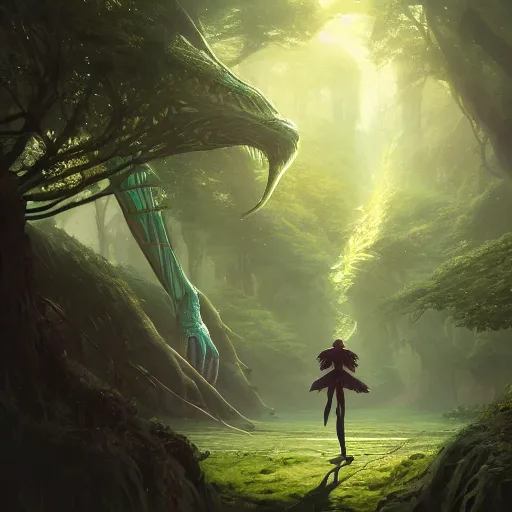 Prompt: green creature with long fingers disguised as a human, unreal engine, fantasy art by greg rutkowski, loish, rhads, ferdinand knab, makoto shinkai and lois van baarle, ilya kuvshinov, rossdraws, tom bagshaw, global illumination, radiant light, detailed and intricate environment