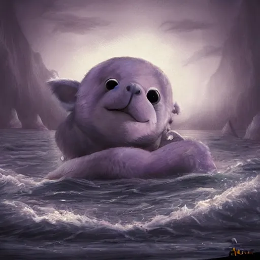 Prompt: sea koala as a monster, art style, scary atmosphere, nightmare - like dream