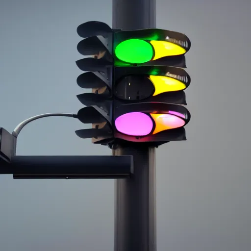 Image similar to a close up of a traffic light on a gray background, a computer rendering by senior environment artist, featured on polycount, cubo - futurism, 8 k 3 d, hard surface modeling, sketchfab