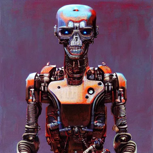 Prompt: highly detailed terminator t - 1 0 0 robot, beksinski style painting