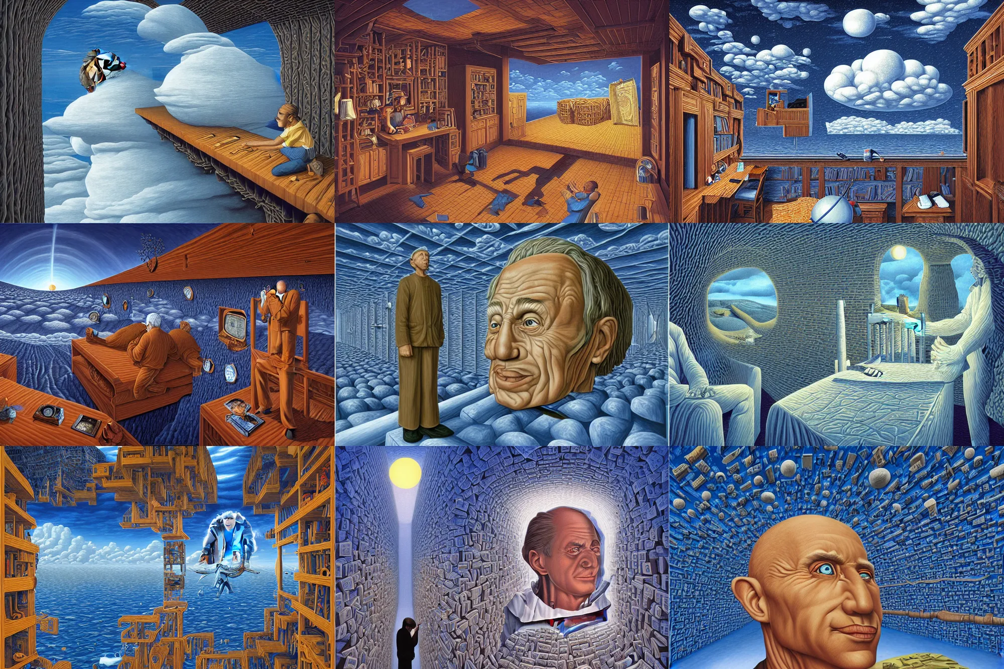 Prompt: inside the head of John Malcovich, by Rob Gonsalves