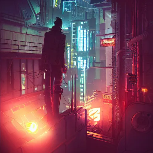 Image similar to cyberpunk vampire killing people in a steampunk city by beeple, digital art, highly detailed