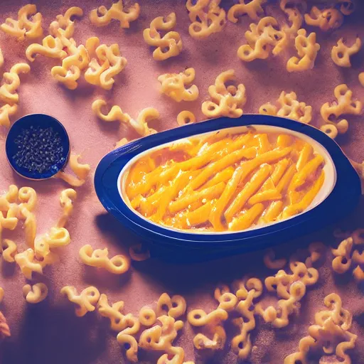 Image similar to a man drowning in a giant pool of mac n' cheese. photograph. medium format.
