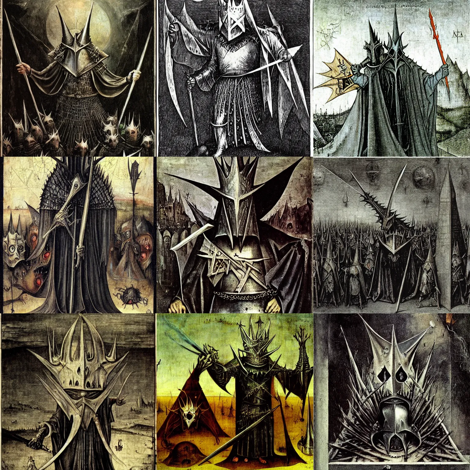 Prompt: the witch king of angmar by hieronymus bosch