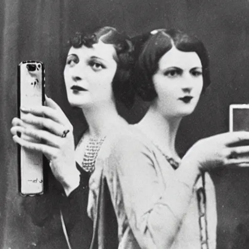 Image similar to women the 1 9 2 0's holding iphone