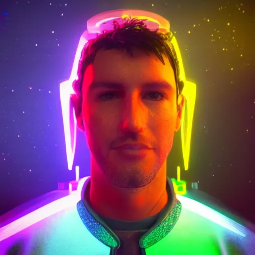 Image similar to human portrait formed out of rain, beautiful, neon, epic detail, galactic background, rendered in octane, unreal engine, realistic