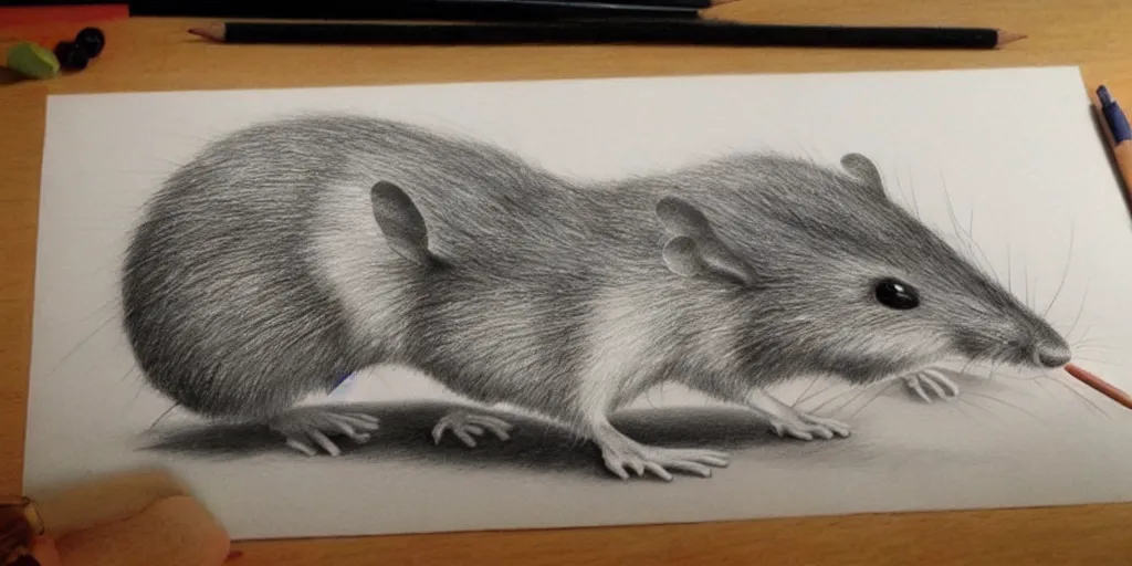 Image similar to a beautiful pencil drawing of one cartoon mouse; masterpiece; extremely highly detailed; ultra-realistic; trending on artstation