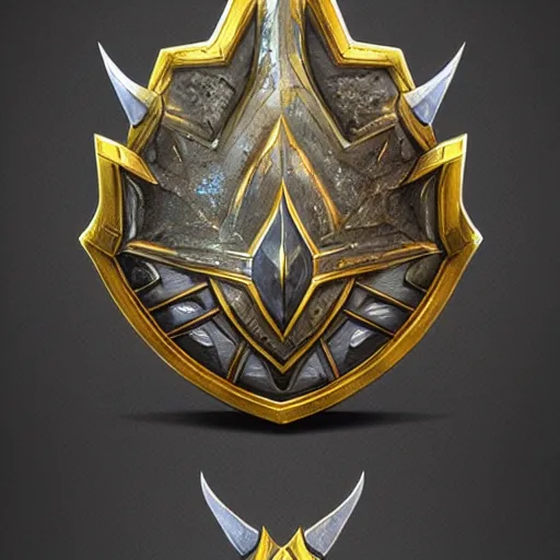 Prompt: concept art of celestial elven shield weapon, symmetry, shield design, fantasy shield, fantasy, behance, pinterest, deviantart, artstation, weapons concept art, design, rpg, weapon, detailed, digital art, incredible, digital painting