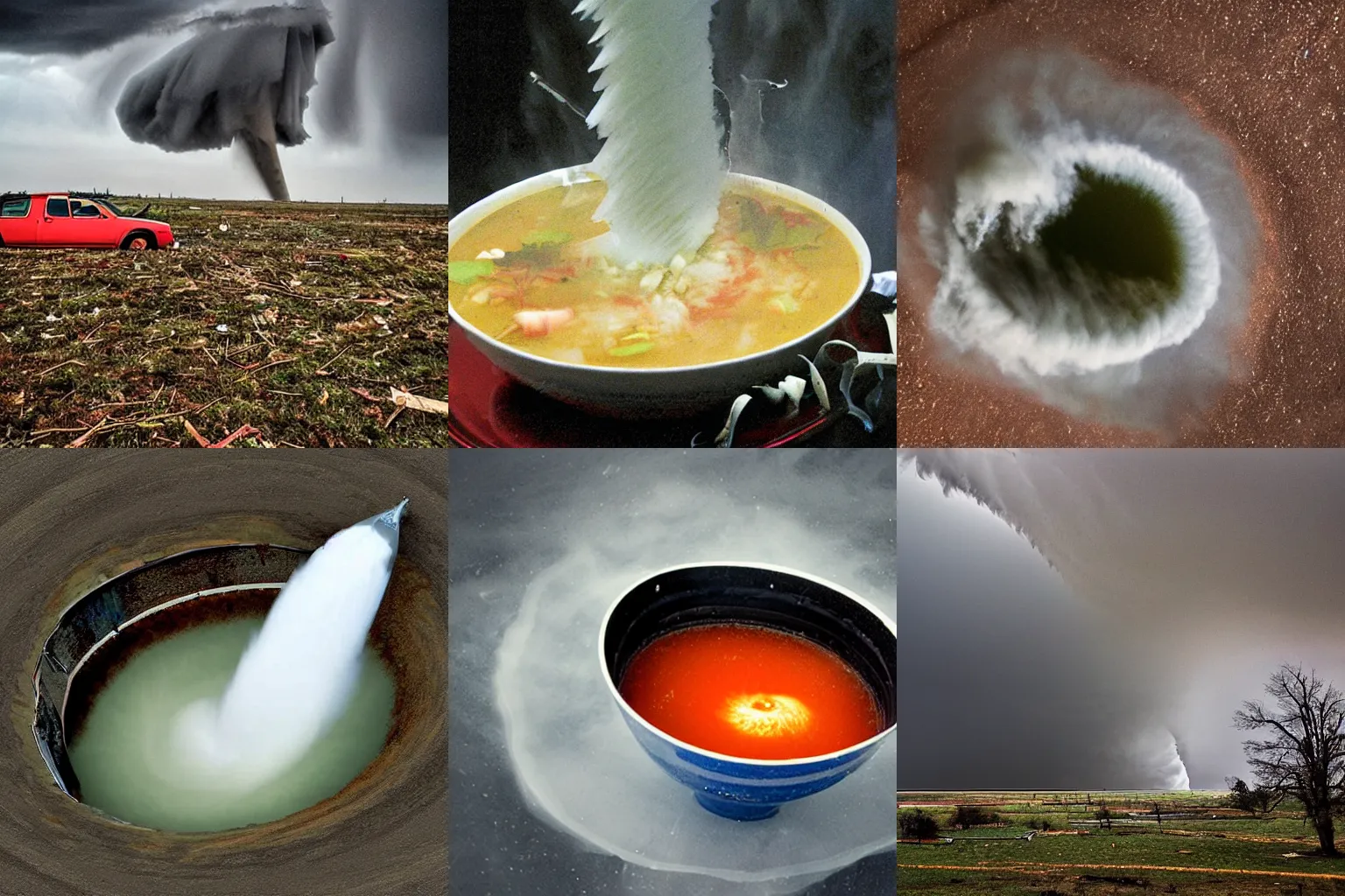 Prompt: a tornado in a soup