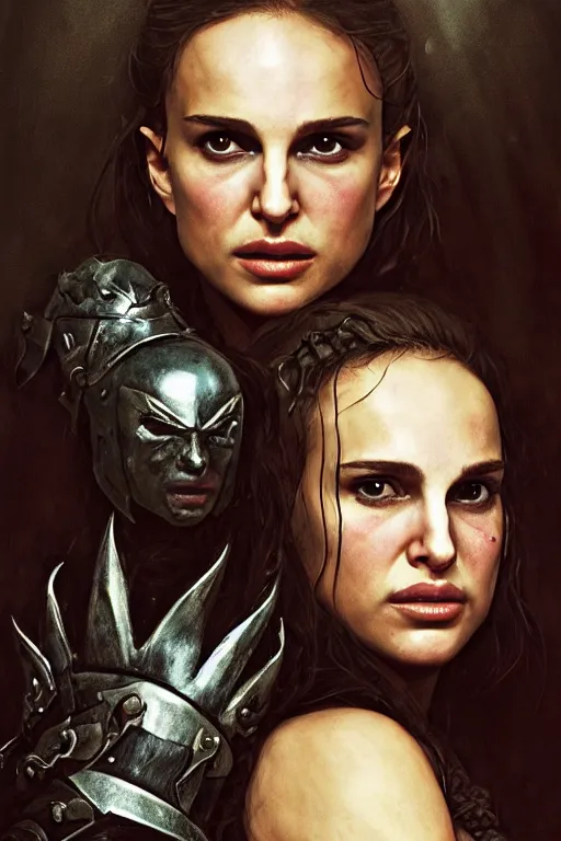 Prompt: young natalie portman, ultimate warrior, fighter, lord of the rings, tattoos, decorative ornaments, battle armor, omar ortiz, carl spitzweg, ismail inceoglu, vdragan bibin, hans thoma, greg rutkowski, alexandros pyromallis, perfect face, detailed, sharply focused, centered, rule of thirds, photorealistic shading