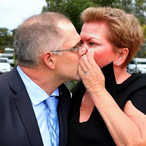 Image similar to scott morrison kissing pauline hanson