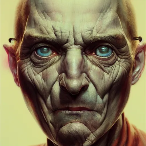 Prompt: a hyper - realistic character concept art portrait of a computer man, depth of field background, artstation, award - winning realistic sci - fi concept art by jim burns and greg rutkowski, beksinski, a realism masterpiece, flesh - tone color palette, james gilleard, bruegel, alphonse mucha, and yoshitaka amano.