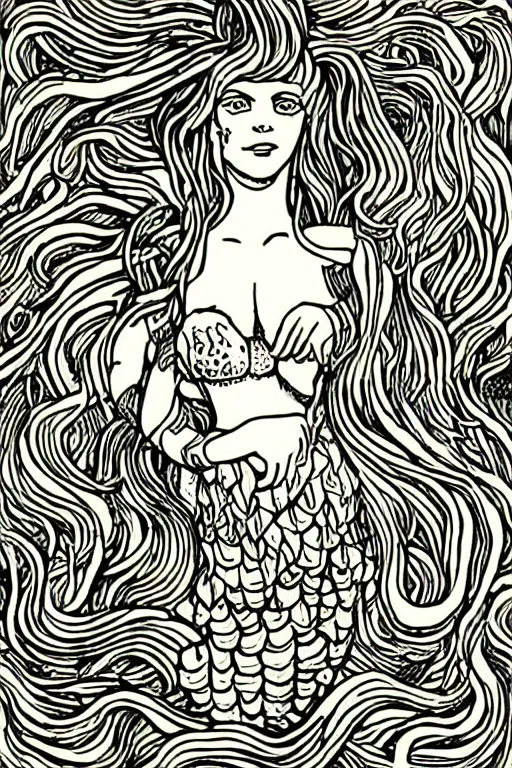 Image similar to portrait of a mermaid in kelp by MCBESS, 2 colour print