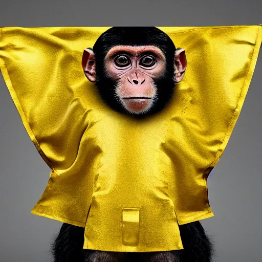 Image similar to a monkey wearing a yellow kimono, 8 k