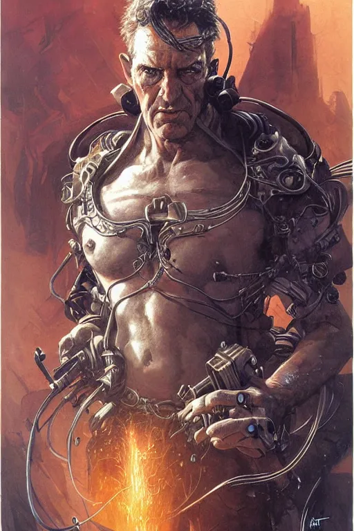 Image similar to a beautifully ultradetailed of character art the contra, bill rizer, by karol bak